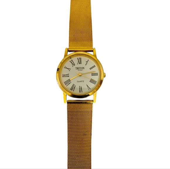 Triton Suisse Watch Quartz Stainless Steel Gold Band Womans Ladies Watch - Picture 2 of 10